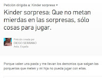 Un padre se queja de los regalos de los huevos Kinder sorpresa