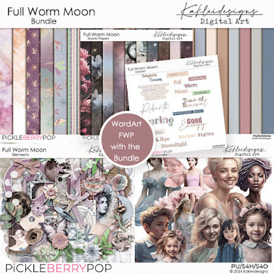 Digital Scrapbooking Bundle Full Worm Moon by Kakleidesigns