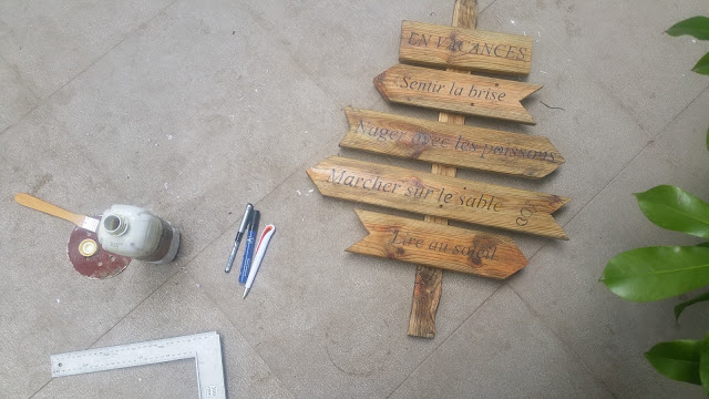 Panneau directionnel décoratif en bois pour son jardin Transfert texte