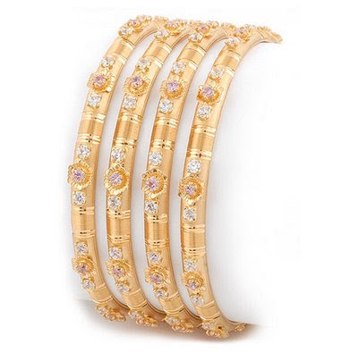 Gemstone Jewellery Designs on Jewellery Designs  Designer Gold Bangles With Gemstones