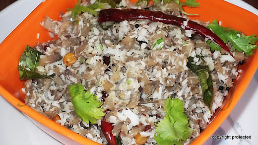 Banana stem stir fry, vazhai thandu poriyal