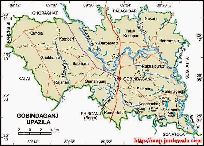 gobindaganj upazila map of bangladesh