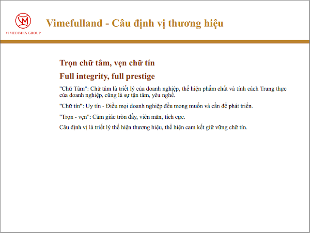 Định vị thương hiệu Vimefulland