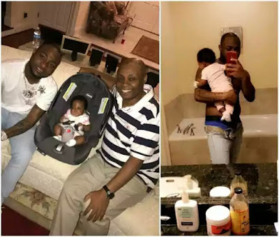 Beautiful 3 generations photo of Davido, his dad and his 2nd daughter