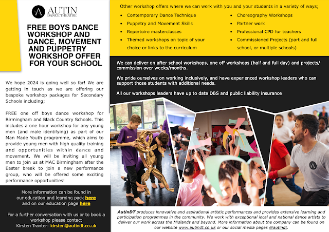 Flyer promoting Autin dance workshops for boys