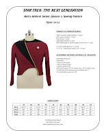 Star Trek TNG men's season 1 admiral jacket sewing pattern