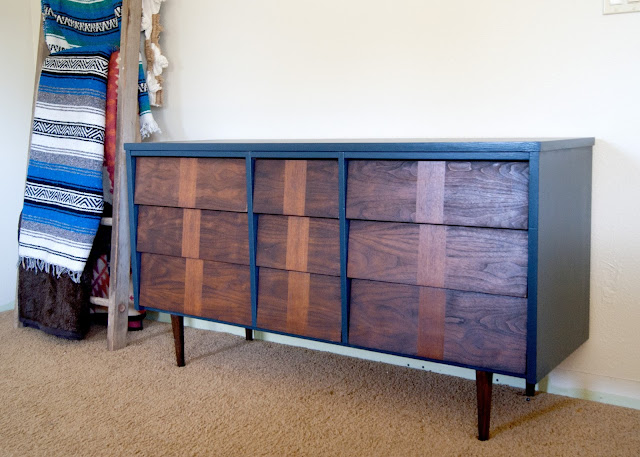 Mid Century Dresser - Navy & Jacobean