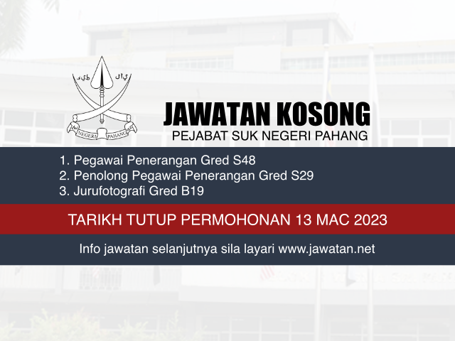 Jawatan Kosong SUK Pahang Mac 2023