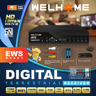 Harga Set Top Box Tv Digital WELHOME HD CROWN DVB T2