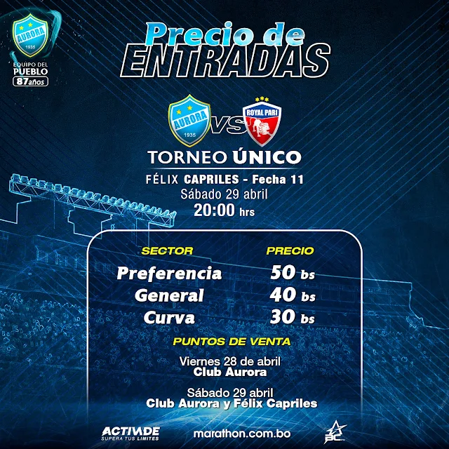 Venta de Entradas Aurora vs Royal Pari