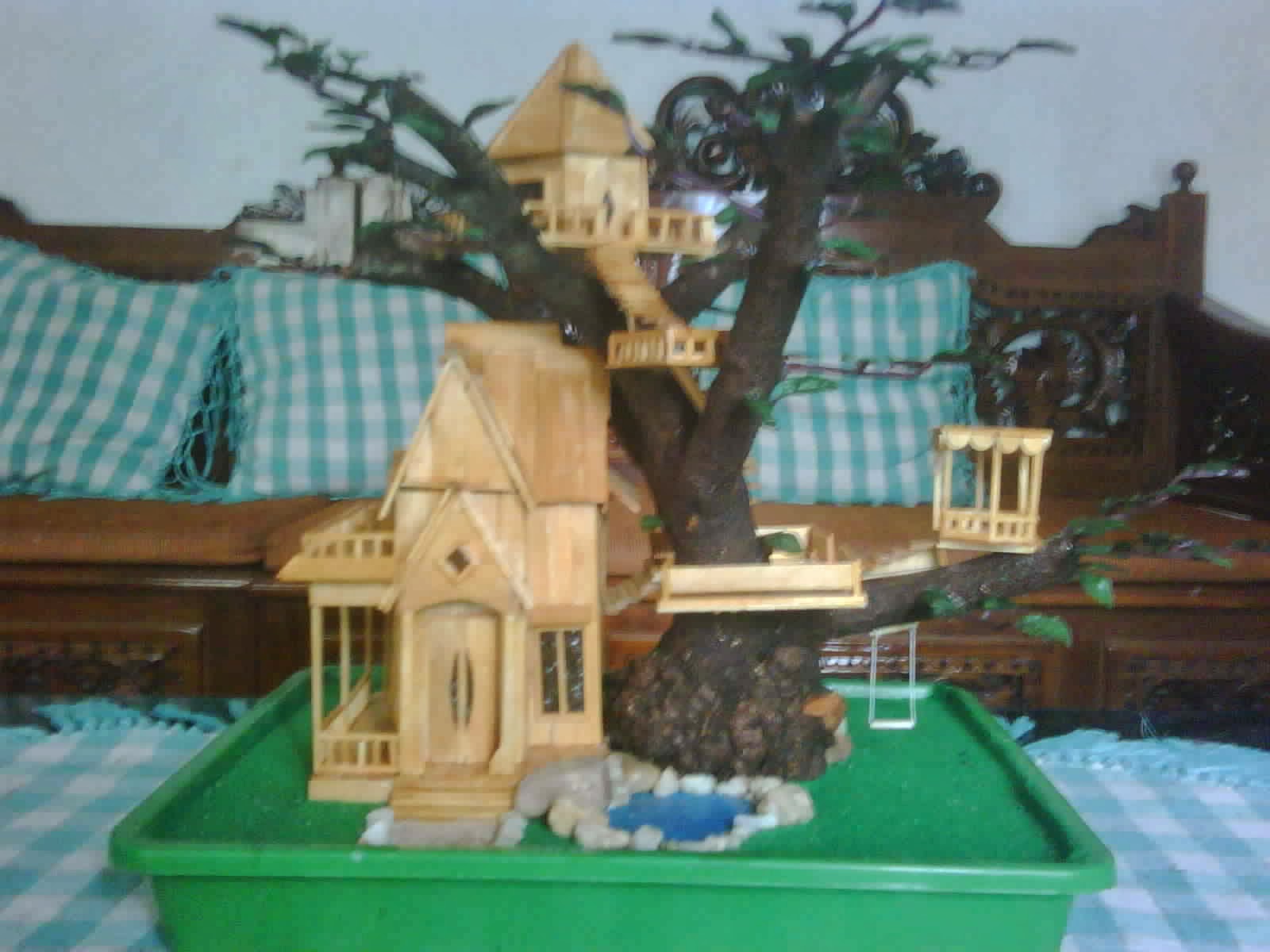  Kerajinan  Rumah Pohon Miniatur Dari  Stik  Ice  Cream  Dan 