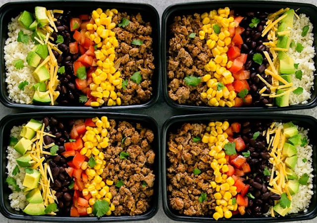 Turkey Taco Bowls with Cauliflower Rice Meal Prep #lunch #healthy