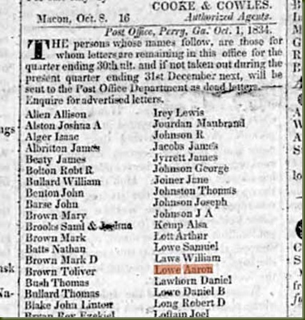 Aaron-Lowe-dead-letter-in-1834