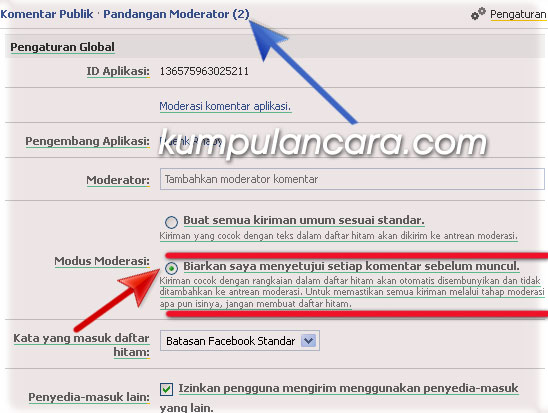 Cara moderasi komentar facebook di blog