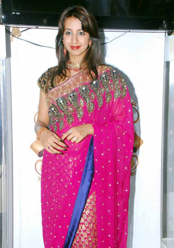 Kannada Actress Sanjana in Pink Colour Designer Saree Photo