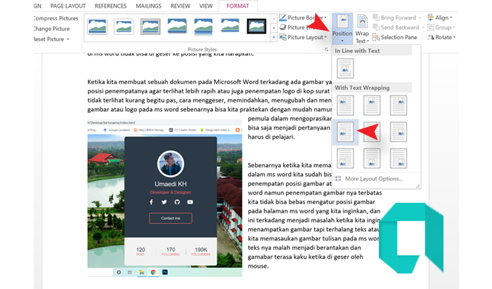 Cara Mengatur Poisi Gambar Disamping Teks MS Word Paling Mudah