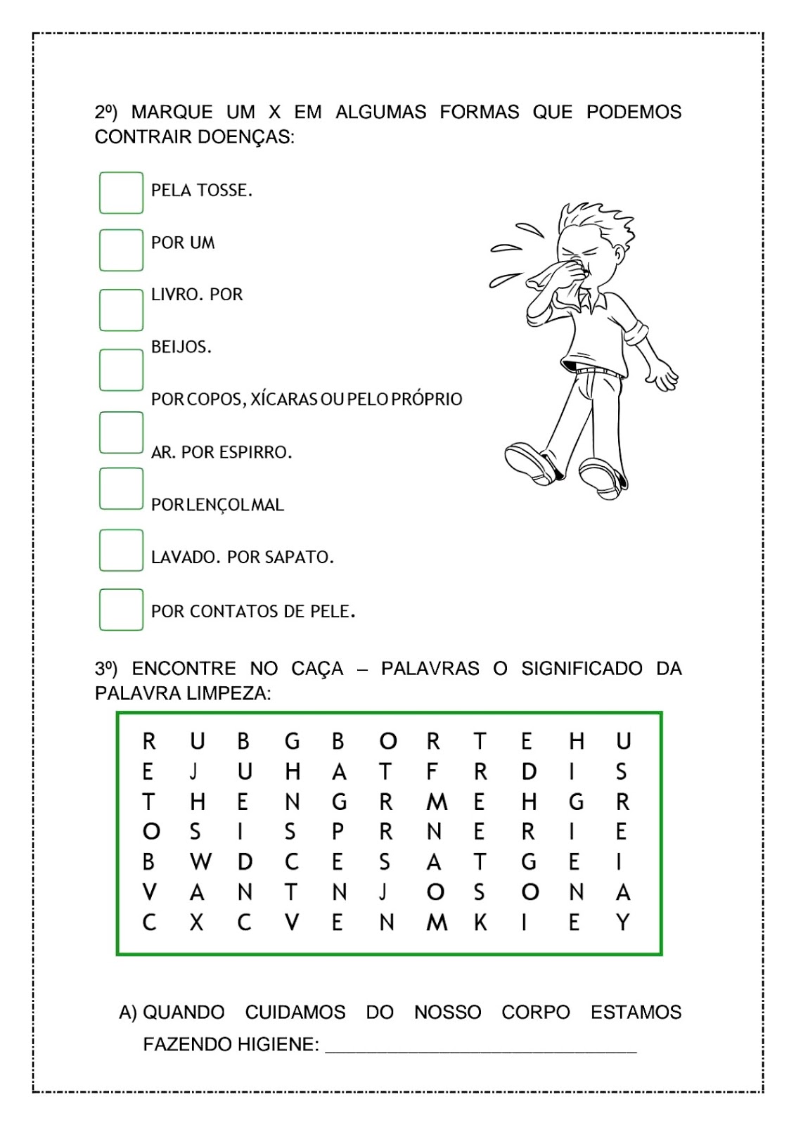 Questões Sobre Saúde Pública 7 Ano Ciências Atividade de ciências para trabalhar saúde, doenças e hábitos