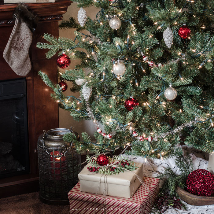 Christmas decorating tips and inspiration featuring a rustic mantel and decorated tree.  |  www.andersonandgrant.com