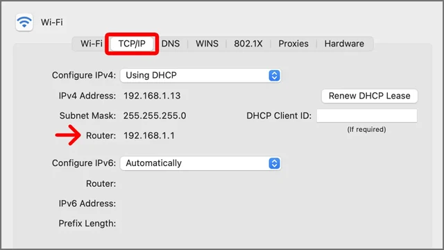 معرفة عنوان IP الراوتر على macOS