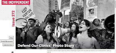 screen shot of Indypendant cover story about pre-choice protest in New York after Supreme Court overturned Roe v. Wade on June 28, 2022