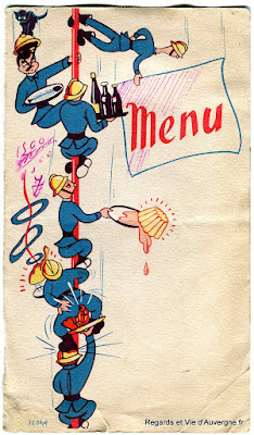 Menu Hôtel Brechou sainte Barbe de Molompize 1963