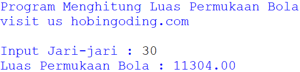 Program Python Menghitung Luas Permukaan Bola