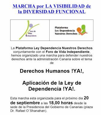 Convocatoria Marcha por la visibilidad de la diversidad funcional