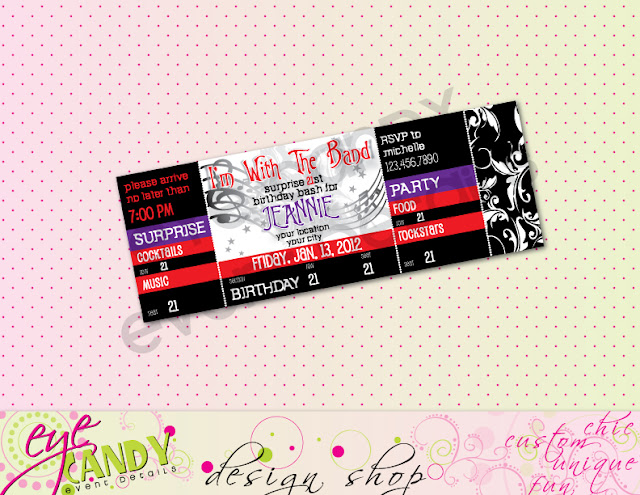 I'm with the band invite, rockstar birthday invite, rocker concert ticket invite