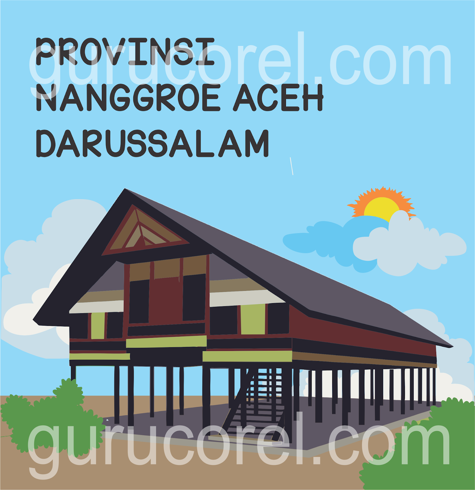 510 Gambar Rumah Adat Aceh Kartun HD Gambar Rumah