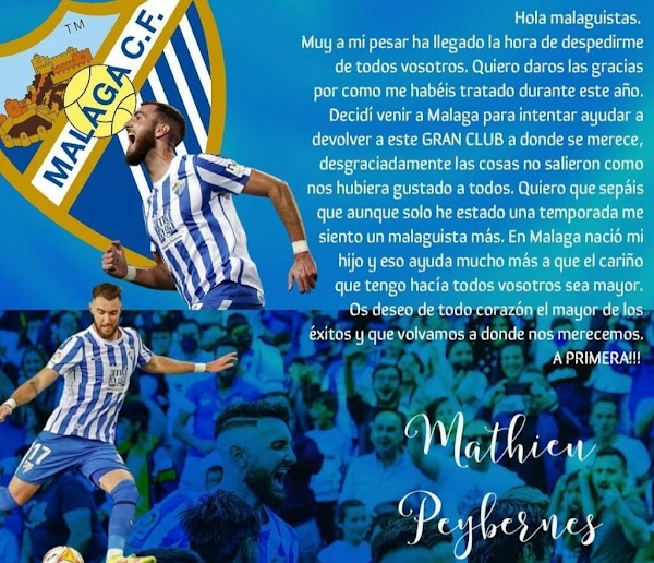 Málaga, carta de despedida de Peybernes