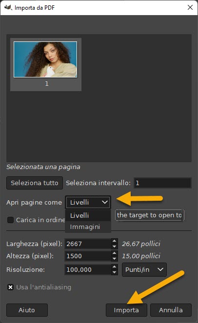 importazione di pdf in gimp