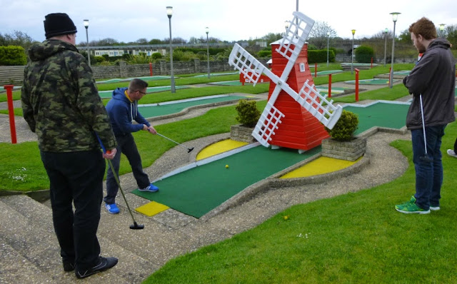 Playing a windmill hole in Skegness on a previous National Miniature Golf Day