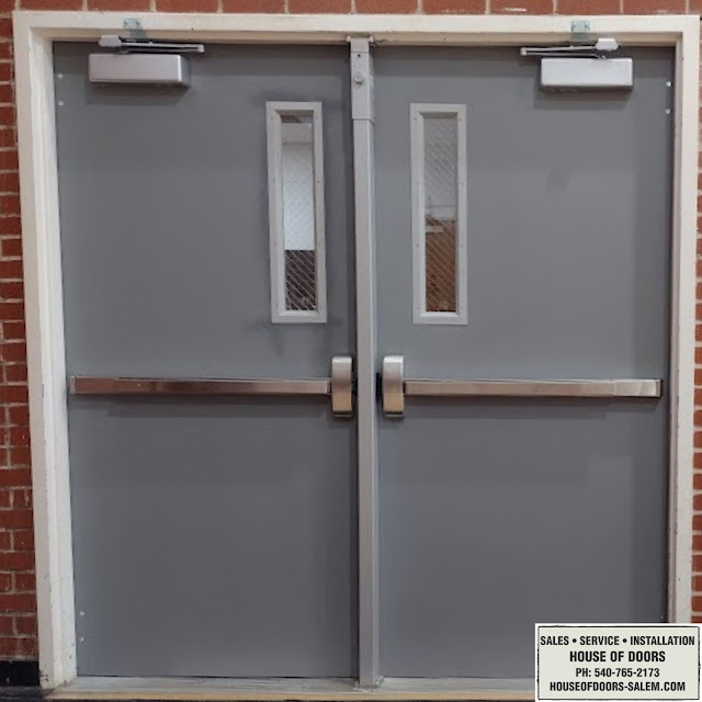 Fire rated commercial steel doors and extra heavy duty commercial door hardware sold and installed by House of Doors