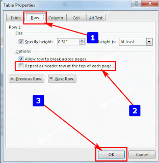 How to Repeat the title line of tables each pages in Microsoft Word 2013-2016 step 003