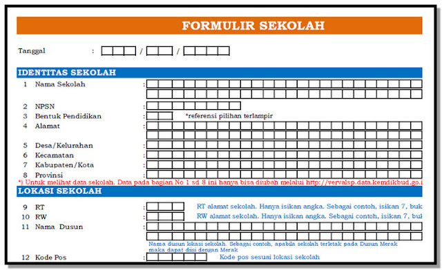 Formulir Dapodik Versi 2019 SD SMP SMA SMK SLB