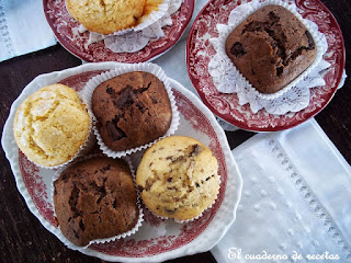 Magdalenas clásicas, con trocitos y de chocolate