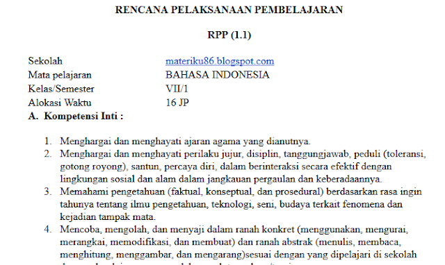 rpp bahasa indonesia kelas 7