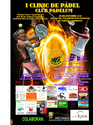 Cartel del clinic padel en Puerto Lumbreras por Carolina Navarro y Cecilia Reiter