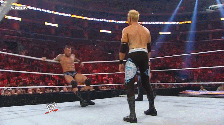 12. Christian Cage vs. The Rock (w/ Shawn Michaels as special guest referee) Spinebuster