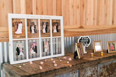 Rustic barn wedding meets vintage fairy tale. Meadow Creek Farm North Alabama Wedding Venue. Vintage Beauty and the Beast inspired wedding reception decoration ideas. Window pane with photos