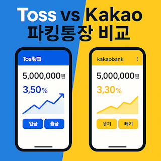 Toss뱅크 vs 카카오뱅크 파킹통장 비교｜2025년 이자율·앱 사용성 총정리
