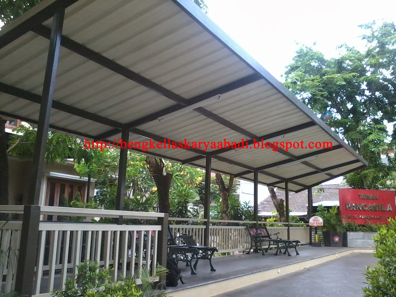 BENGKEL LAS KARYA ABADI MODEL DESIGN CANOPY KANOPI ATAP SPANDEK