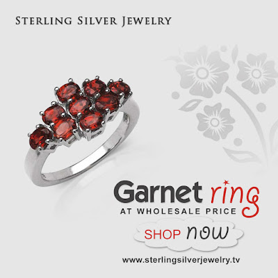 garnet sterling silver rings