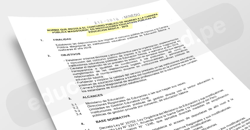 MINEDU publicó Norma Técnica que regula el Concurso de Nombramiento Docente 2018 (R. M. N° 212-2018-MINEDU) www.minedu.gob.pe