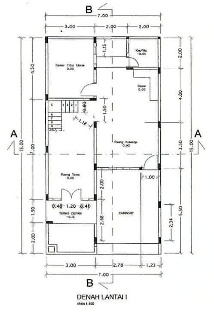 Contoh Desain Rumah Tipe 90 Luas Tanah 7x15 m2 2 Lantai Gambar Denah 