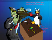 Do not mess with the Penguin.  Why is there a bone in his suit pocket?