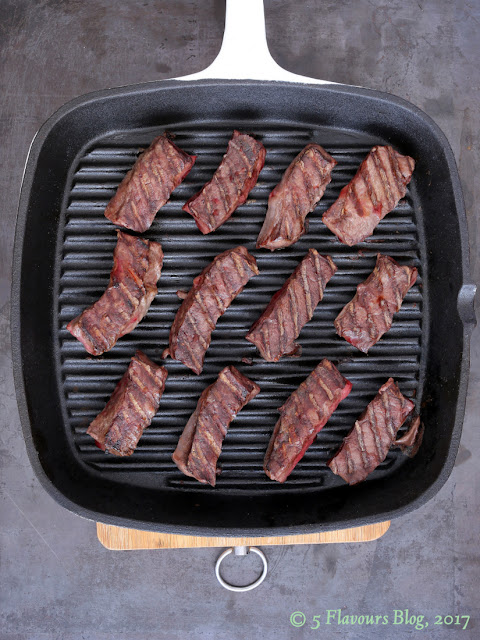 Beef Heart Mini Steaks in Grilling Pan