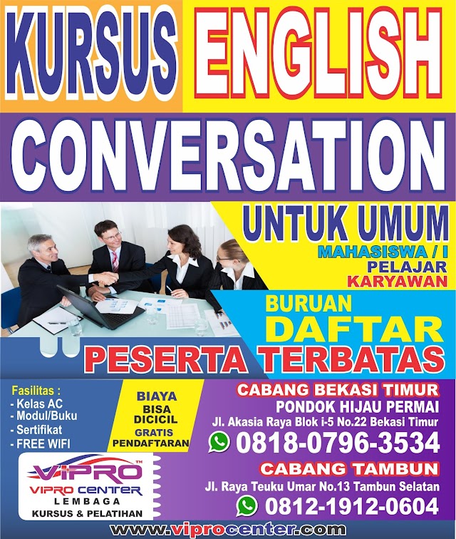 Kursus bahasa inggris di Bekasi 08180796-3534 dan pelatihan diperusahaan