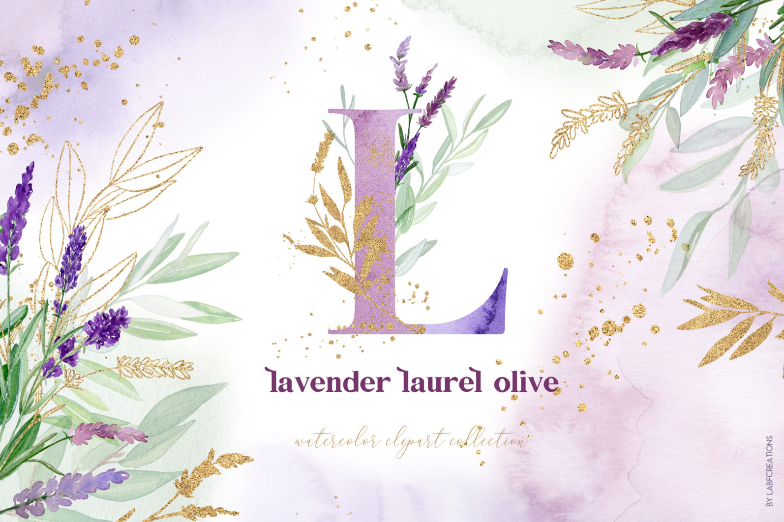 Download Lavender Laurel Olive. Watercolor Clipart Compatible with Cameo Silhouette Studio, Cricut and other cutting machines for any crafting projects.