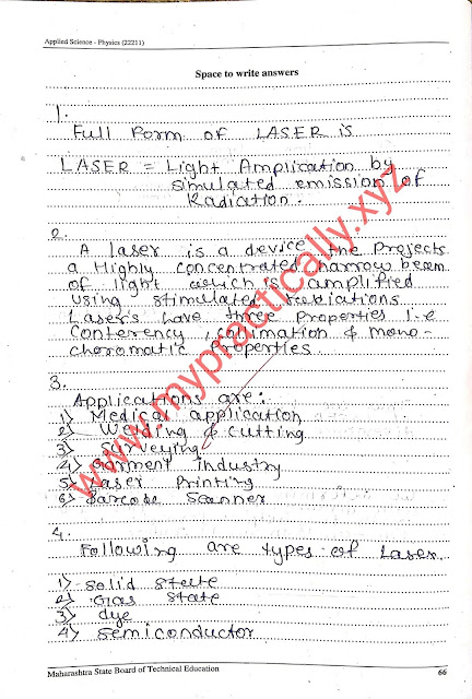 Divergence of LASER with distance Practical Answers Msbte Manual answers